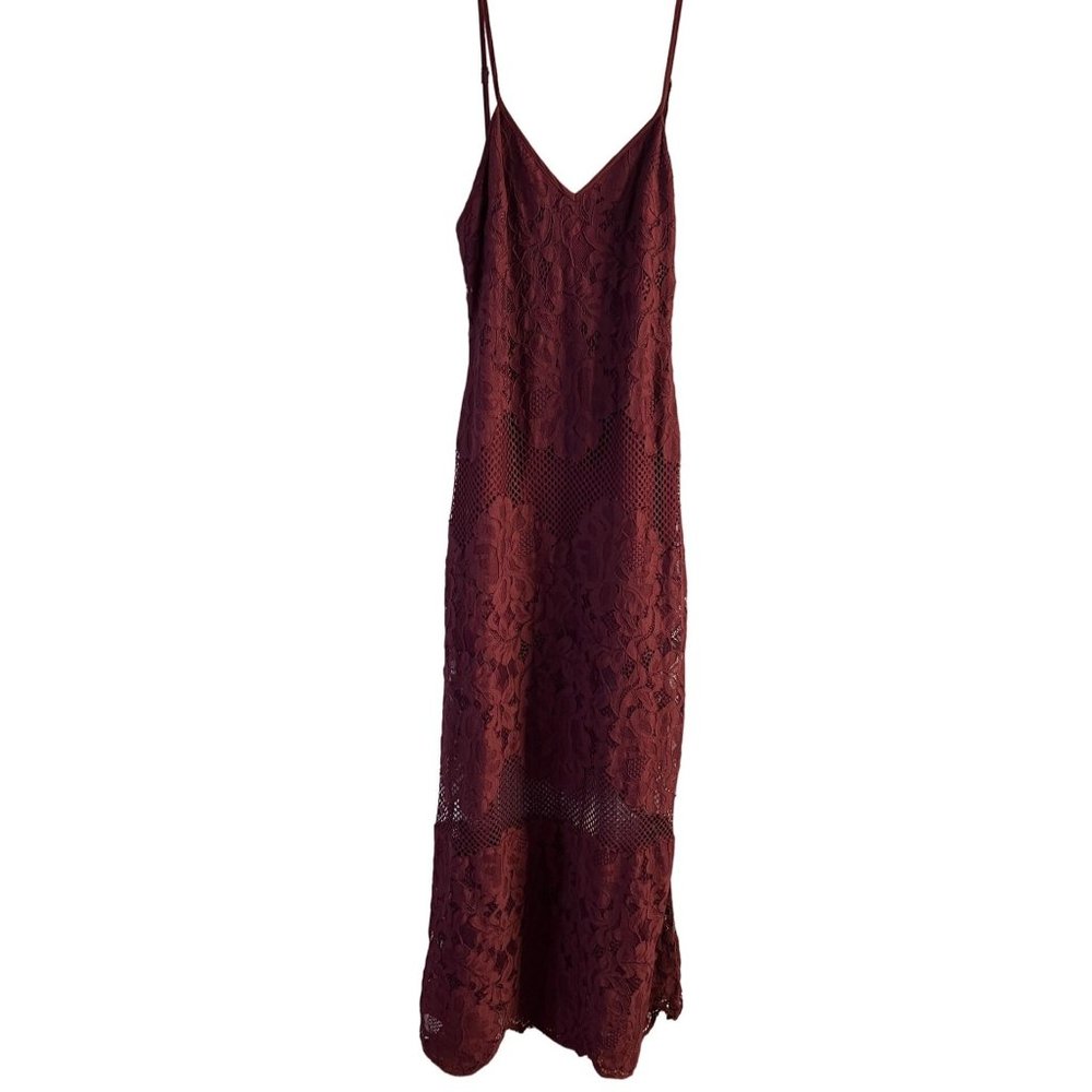 Tobi Formal Dress S/P Maroon Lace Lined Maxi Party Prom Wedding Dance